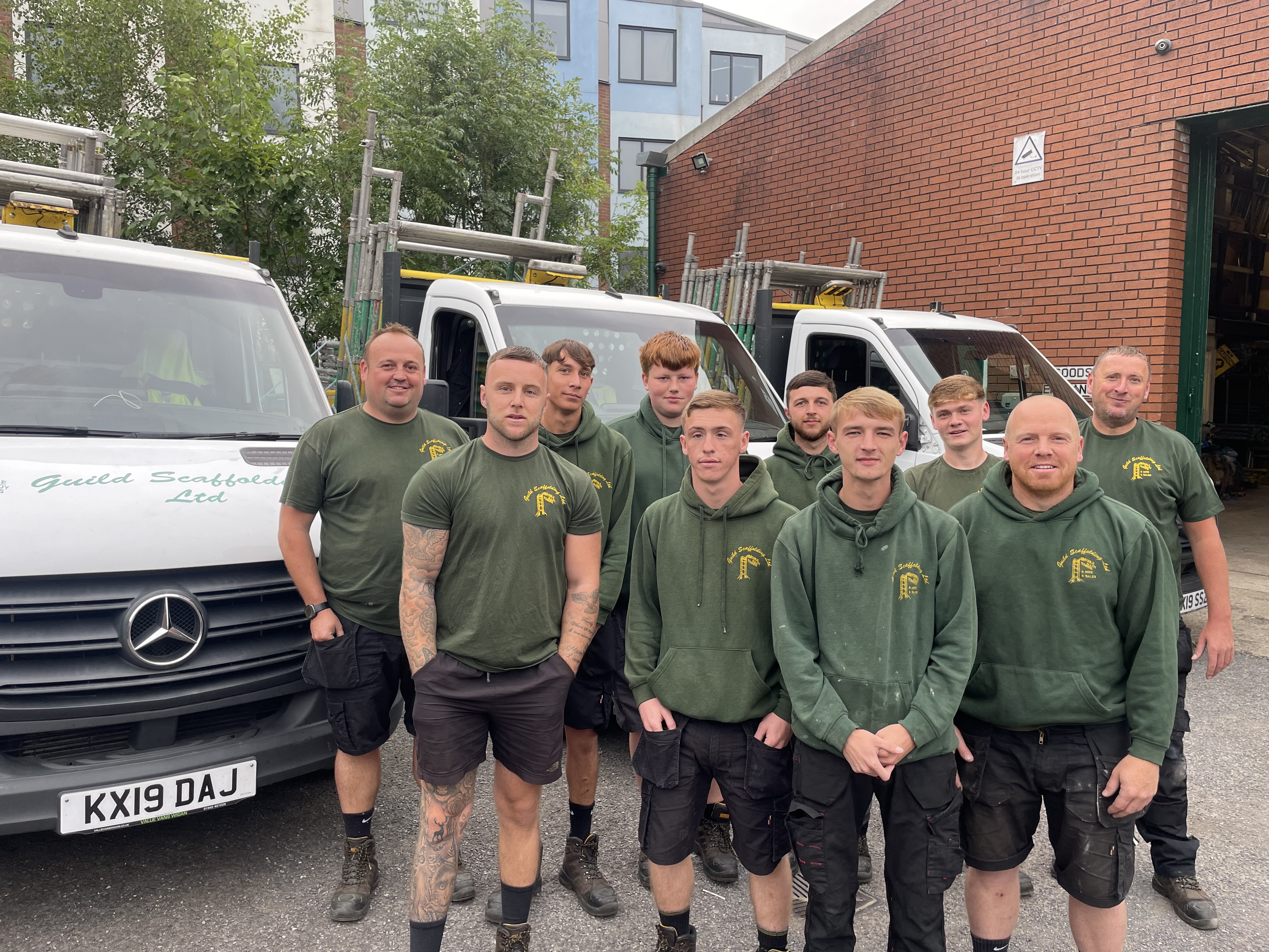 John, Gary, and the full Guild Scaffolding crew